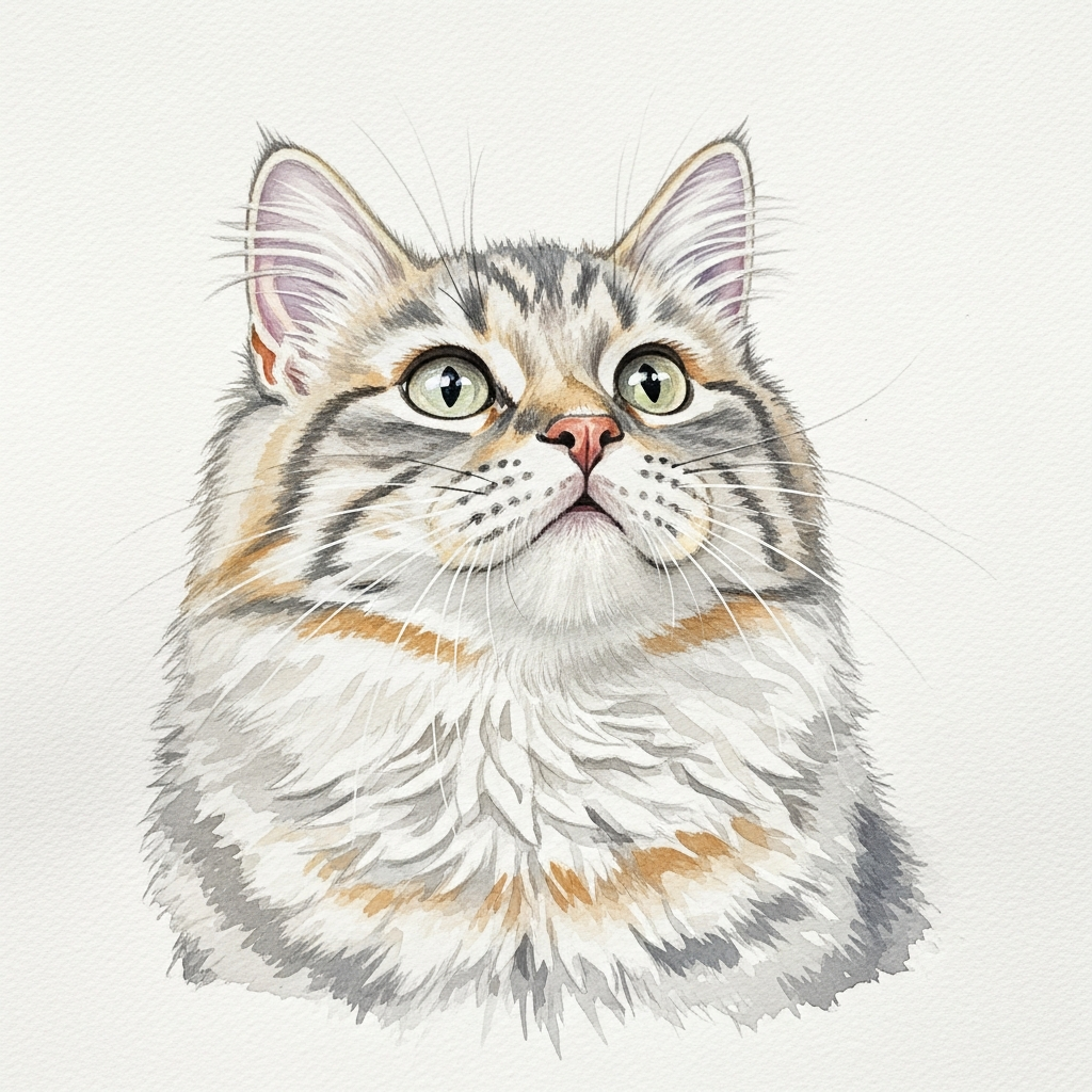 Акварельная кошка